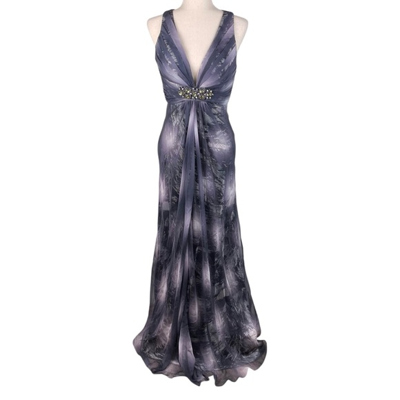 Vintage 90s Y2K Cache Maxi Dress Gown Criss Cross Open Back Jewel Accent Size 6 - Picture 1 of 12